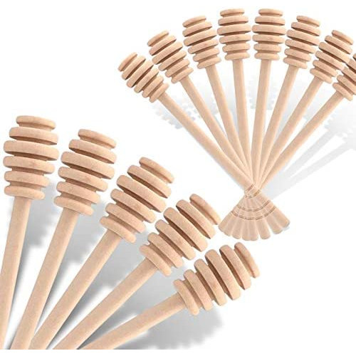 24 Pack Mini Wooden Honey Dipper Sticks Honey Dippers 3 inch with Individually Wrapped Server for Honey Jar Dispense Drizzle Honey and Wedding Party Favors