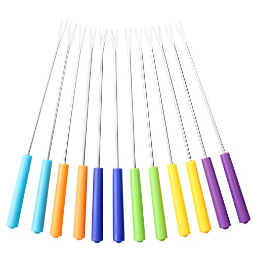 디저트포크 Artestia Stainless Steel Fondue Forks with Heat Proof Handle in Vivid Colors Set of 12 9.6 inch