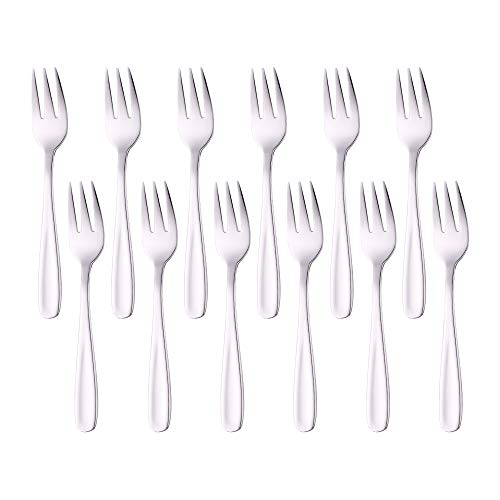 디저트포크 12 Pcs 5 inch 3-Tine mini Fork Samll Forks Set Appetizer Fruit Forks Stainless Steel Mirror polish - BUY&USE