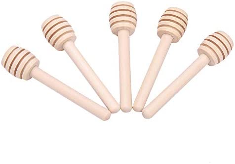TOPINCN Wooden Jam Honey Dippers Stick Syrup Spoon Dip Drizzler Bee Marmalade Server Stir Stick Stirring Rod Kitchen Gadgets 24Pcs16cm