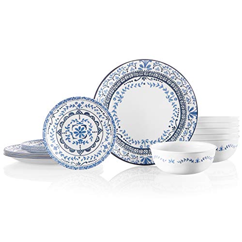 Corelle Service 6 Chip Resistant Dinnerware 세트 18-Piece Portofino