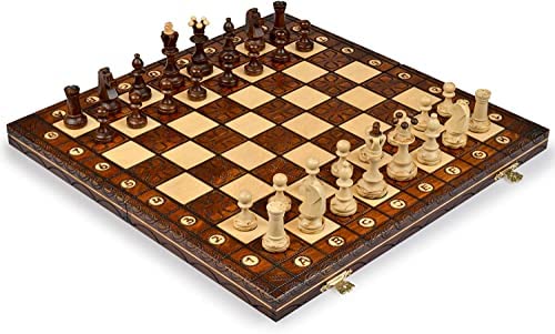 체스게임 세트 Wegiel Handmade Junior European International Chess - 16 Inch 폴딩 Wooden Board & Pieces