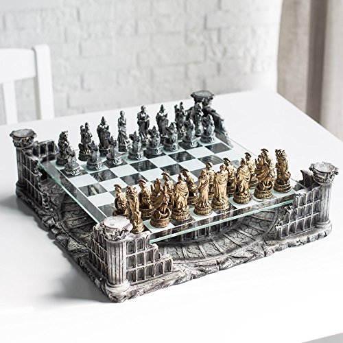 체스게임 세트 16.25" Roman Gladiators 3D Chess Bronze & 실버 Color