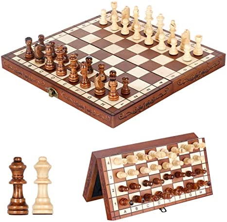 체스게임 세트 Syrace 폴딩 Hand Crafted Wooden Chess Board 30 x 30CM