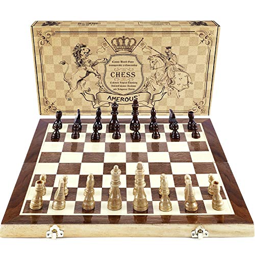 체스게임 세트 Chess Amerous 15x15 폴딩 마그네틱 Wooden Standard Game Board Crafted Pieces Chessmen Storage Slots