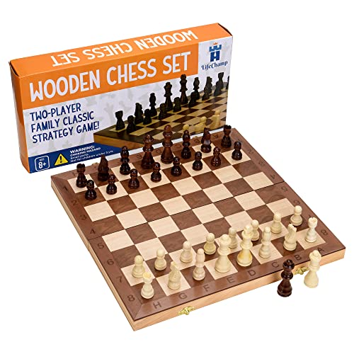 체스게임 세트 LifeChamp Chess Sets 성인 어린이 15" Inch Large 폴딩 Wooden Game Board Storage Handcrafted 우드 Pieces