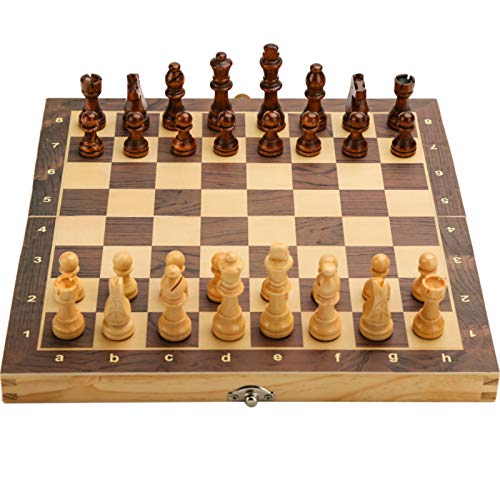 체스게임 세트 15" x 마그네틱 Wooden 폴딩 Chess 2 Extra Queens Handmade Game Board Interior Storage 성인 어린이 Beginner Large Gift