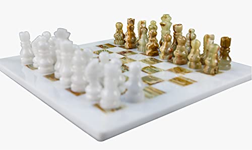 Radicaln Handmade White 그린 Onyx Weighted Full Chess Game 세트 Staunton Ambassador 선물 스타일 Marble Tournament Sets 성인 - Non Wooden 마그네틱 Not Backgammon Glass
