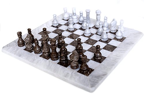 Radicaln 15 Inches Large Handmade White Grey Oceanic Weighted Marble Full Chess Game 세트 성인 Staunton Ambassador 선물 스타일 Tournament Sets -Non Wooden Glass -Not Backgammon