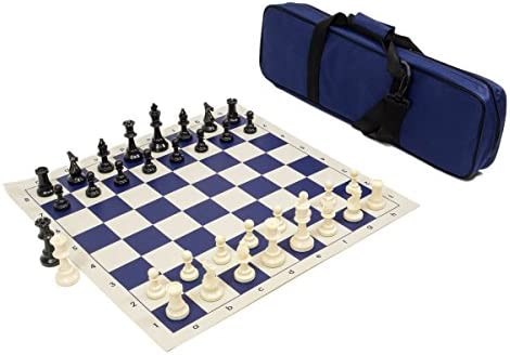 체스게임 세트 Heavy Tournament Triple Weighted Chess Combo - Navy Blue