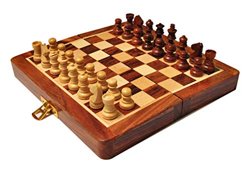 체스게임 세트 7 inch Handmade 폴딩 Wooden 마그네틱 Chess Board Extra 2 Queens Chessmen Size X inches