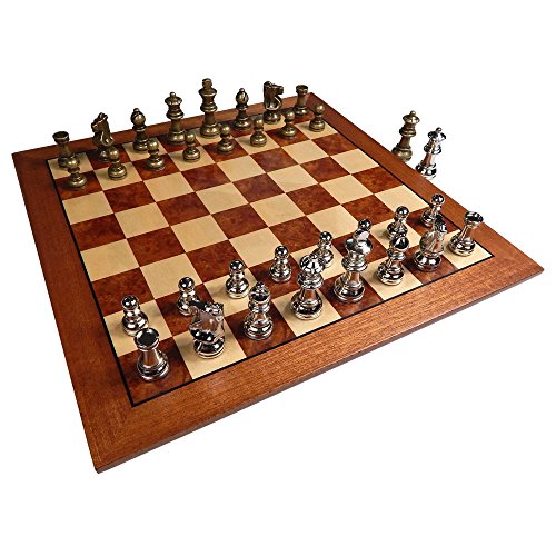 체스게임 세트 Hayes Inlaid Maple Mahogany Sapele 우드 Chess Board 메탈 Pieces 2.5 Inch 킹 Extra Queens Large 15 x Set