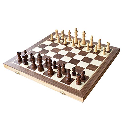 체스게임 세트 Chess 15&quotx15" 폴딩 마그네틱 Wooden Standard Game Board Crafted Pieces Chessmen Storage Slots