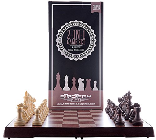 체스게임 세트 Chess Checkers Game Board - 2 1 폴딩 마그네틱 Game. Great Travel Strategy is 12.5 x International Set.