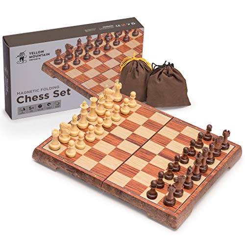 체스게임 세트 Yellow Mountain Imports Portable 마그네틱 Chess 10.6 x 9.25 Inches