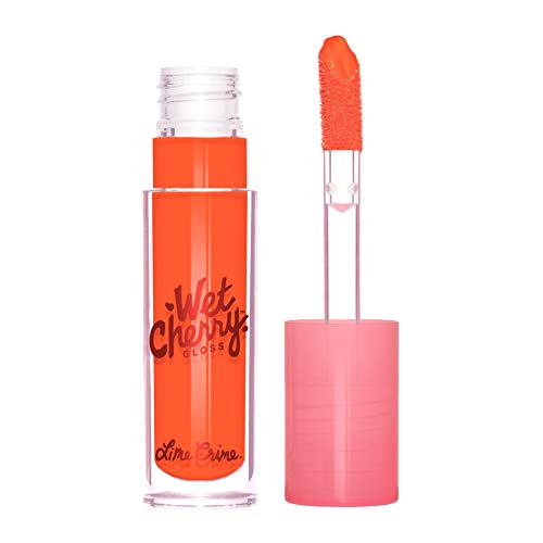라임 크라임 웨트 체리 립글로스 Lime Crime Wet Tangy - Blazing Orange High Shine Non-Sticky Gloss Scent 경량 Ultra Glossy Sheen Wont Bleed Crease Vegan 0.1 fl oz