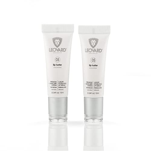 Leovard- Lip Luster Hyaluronic Acid Lip Plumper Hydrating Lip Serum | Organic All Natural Lip Hydrating, Moisturizing Plumper | Lip Care Serum, Reduce Dryness & Lip Lines Lip Enhancer For Fuller lips (2 Pack)
