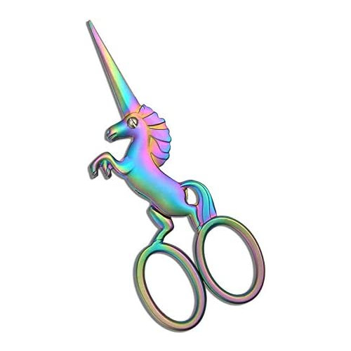 HITOPTY 유니콘 Embroidery Scissors 스테인레스 스틸 4.5inch Cute Snips Needlework Cross-Stitch Sewing Quilting Needlepoint Rainbow