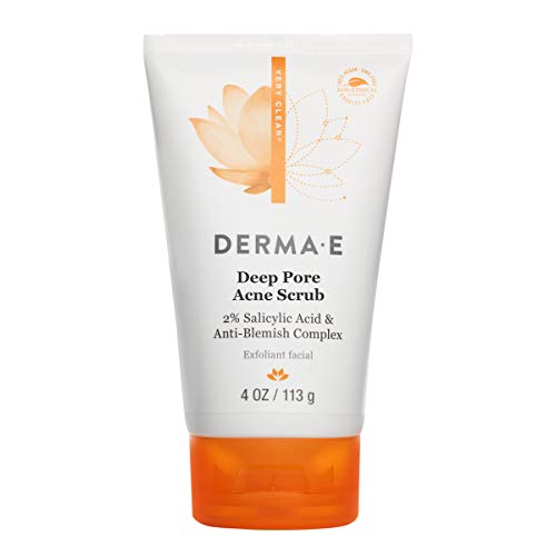 DERMA E Deep Pore Acne Scrub u2013 Blemish Control Facial Wash with Salicylic Acid - Gentle Oil Control Face Wash Polishes, Soothes and Balances Skin, 4 oz