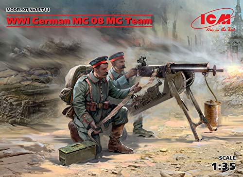 밀리터리 피규어 ICM 35711 WWI German MG08 MG Team 1/35 Scale Plastic Figure Model Kit