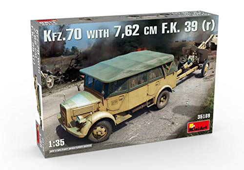 밀리터리 피규어 Miniart 35189 KFZ. 70 7.62cm FK 39 r World War 2 German 아미 Car 1/35 Scale WWII Military Miniature 시리즈 Plastic Vehicle Model Kit