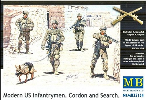 Masterbox Modern US INFANTRYMEN. Cordon and Search 4 Figures 1/35 Master Box 35154