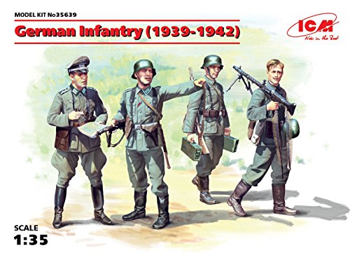 ICM 1/35 Scale WWII German Infantry (1939-1942) (4 Figures) - Plastic Figure Model Building Kit #35639