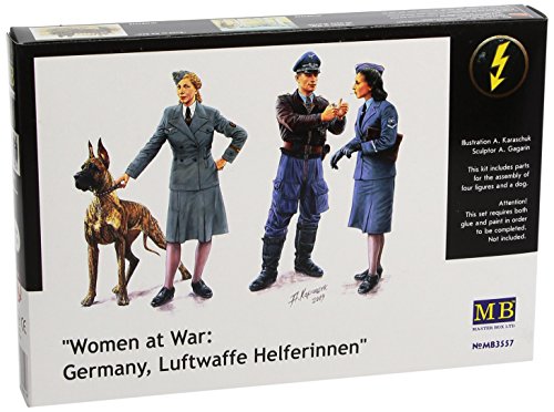 밀리터리 피규어 Master Box 여성 War Luftwaffe Assistants 2 Women/Men Dog Figure Model Building Kits 135 Scale