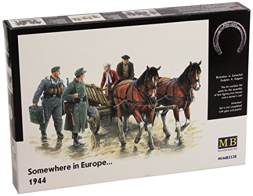 밀리터리 피규어 Master Box Somewhere Europe 1944 4 Figures 2 Horses Cart Figure Model Building Kits 135 Scale