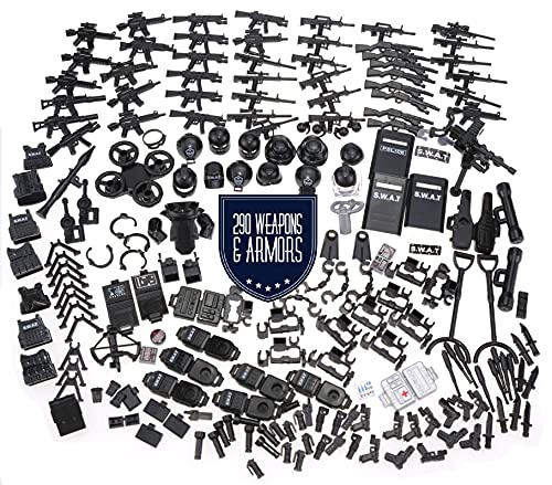 밀리터리 피규어 inFUNity Swat Minifigures Armor Weapons Guns 악세사리팩 290 PCS Fit 12 Police