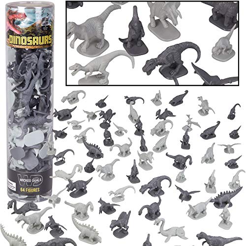 Dinosaur Action Figure Playset - 64 pc Toy Collection with 12 Unique Sculpts - Mini Dino Figurines for Party Favors, Dioramas, Decorations - Highly Realistic