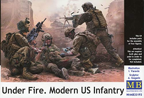 밀리터리 피규어 PLASTIC MODEL KIT UNDER FIRE . MODERN US INFANTRY 4 FIGURE 1/35 MASTER BOX 35193