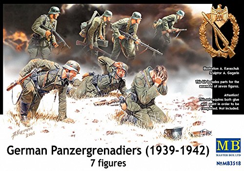 밀리터리 피규어 Master Box German PzGrenadiers 세트 #2 1939-42 7 Figure Model Building Kits 135 Scale