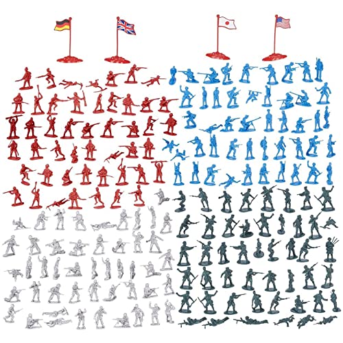 밀리터리 피규어 200-Piece Military Figures 세트 - 토이 Soldiers 아미 4 Colors World War II Minifigures Play Flags America England Germany Japan