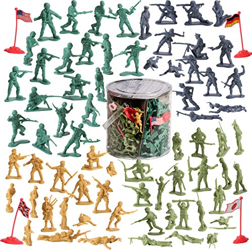 밀리터리 피규어 IQ 토이 200 Piece 아미 Men Play 세트 어린이 소년 Soldiers Military Action Figures Combat WW2 Era US Guys American Japanese German British 4 Flags Storage Container