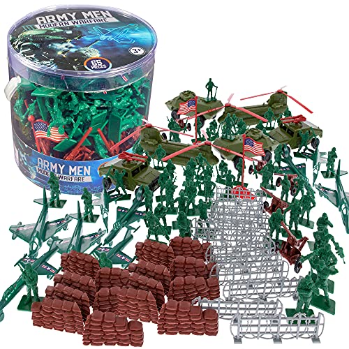 SCS Direct Army Men Modern Warfare Action Figures- 65+ Pieces, 15 Unique Sculpts- Military Toy Soldiers and Artillery Playset
