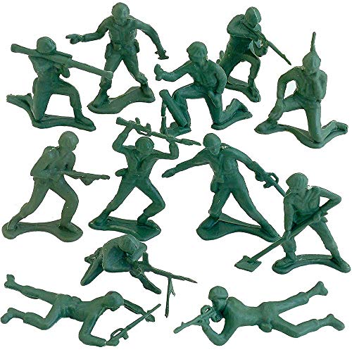 Kicko Plastic Army Men Figures - Pack of 18 Green Color Military Men Action Figures - WWII Soldiers - for Kids, Party Favors, Bag Stuffers, Fun, Toy, Prize