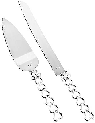 케이크서버 FASHONCRAFT 2559 Heart 컬렉션 실버 메탈 Cake Server Knife 세트 &ndash Party Favor