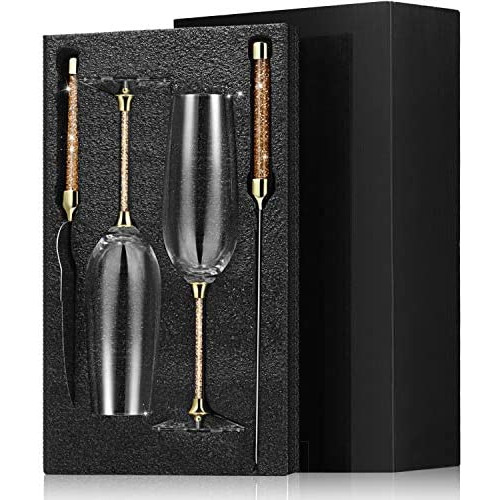 케이크서버 Boao 4 Piece Wedding Toasting Flutes Cake Server 세트 Reception Supplies Including 2 Champagne Glasses 1 Knife Pie