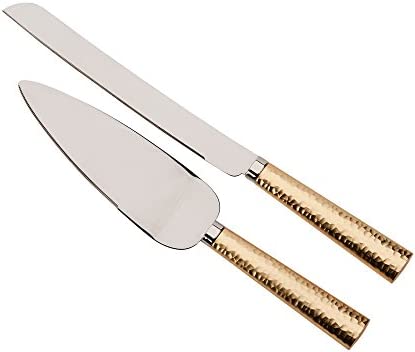 케이크서버 Gold Hammered Handel Knife and Server Set