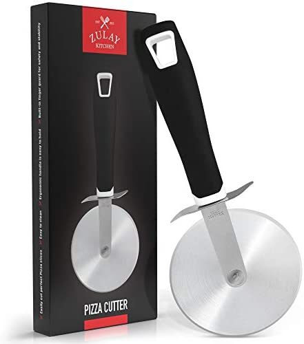 피자커터 Zulay Pizza Cutter Wheel - Super Sharp Stainless Steel Pizza Wheel - Premium Pizza Slicer - Large Wheel Handles Large or Small Pizza with Ease