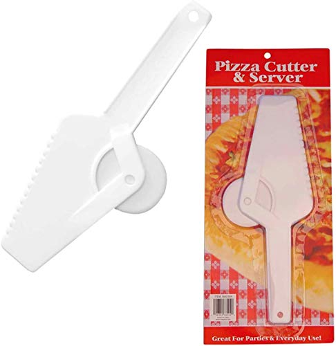피자서버 Pizza Cutter Slicer & Server White Plastic 2 in 1 Great for Party Bulk 6 Pack