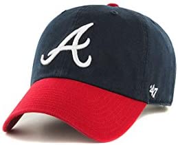 야구모자 47 Brand Atlanta Braves Navy Blue-Red Cleanup 조절되는 Hat