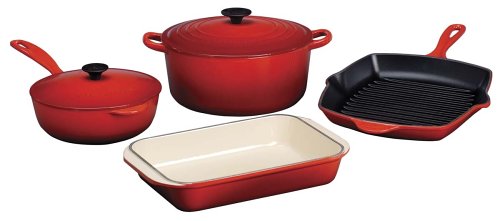 르크루제 Le Creuset Classic Enameled Cast-Iron 6-Piece Cookware Set Satin Red