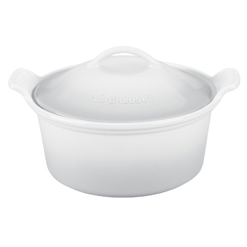 르크루제 Le Creuset PG0550-2316 Stoneware Heritage Covered Round Casserole 3-Quart White