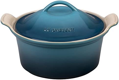 르크루제 Le Creuset PG05503A-237F Stoneware Heritage Covered Round Casserole 3-Quart Oyster