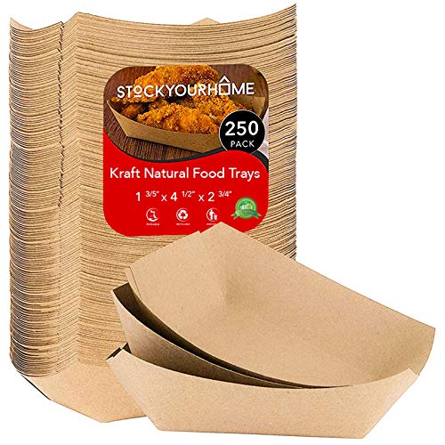 Paper Food Boats 250팩 Disposable Brown Tray 1 Lb - Eco Friendly 4