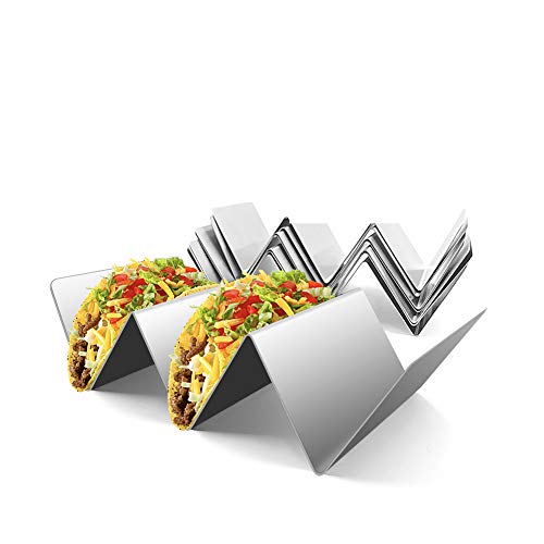 Taco Holder Set of 8-Stainless Steel Taco Truck Oven&Dishwasher Safe Taco Stand Easy to Hold Hard or Soft Shell Tacos Make You Have a Perfect Dinner(8 pack)