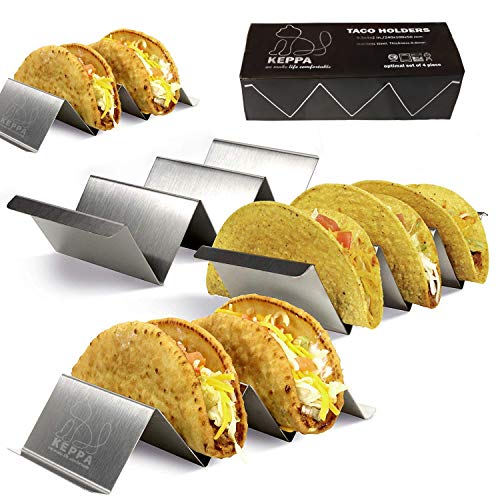 세트 4 KEPPA Taco Holders - 스테인레스 스틸 430 Steel Side Wings Easy Carrying Oven Grill Dishwasher Safe