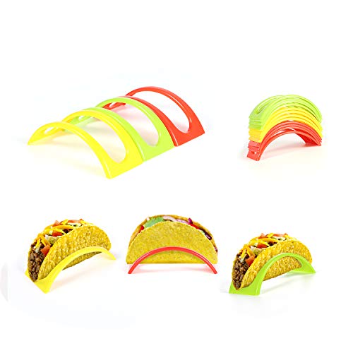 Ximimark 12 pcs Colorful Taco Holder Stand 소프트 & Hard Shell Microwave Safe